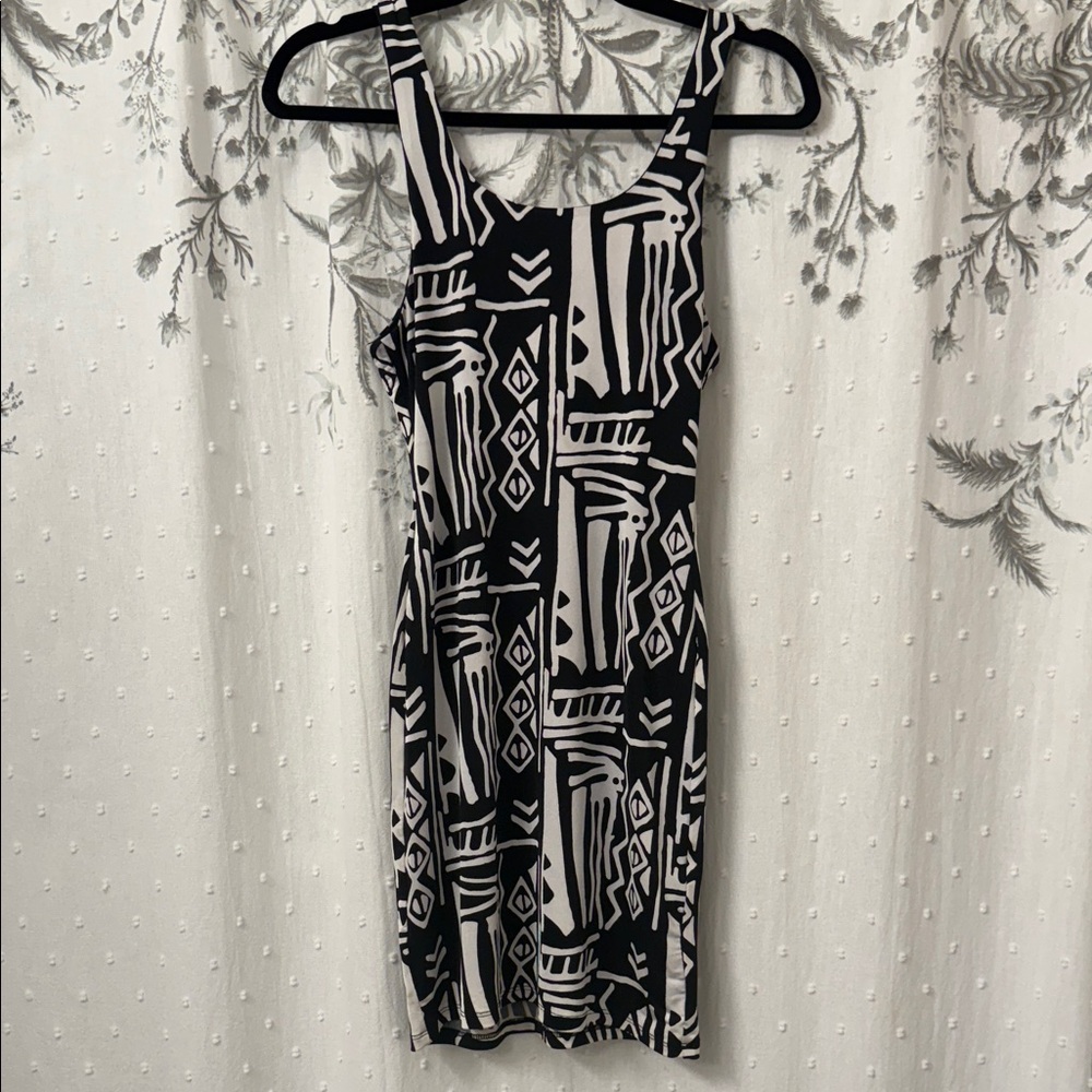 Silence + Noise Geometric Black and White Mini Dress